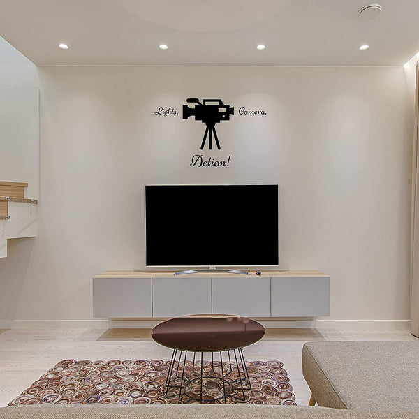 VWAQ Lights Camera Action Decor Wall Sticker Home Theater Room Wall Decal