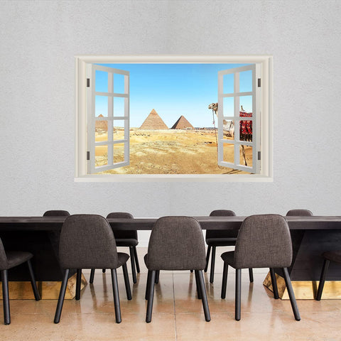 VWAQ - Egyptian Pyramid Wall Mural Office Decor Desert Window Decal - NWT40