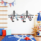 VWAQ Sailboat Wall Decal Harbor Wall Art Golden Gate Bridge Wall Art - CPAL6