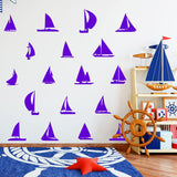 Sailboat Vinyl Wall Decals - Pack of Vinyl Stickers VWAQ - 18 PCS