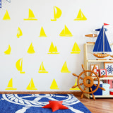 Sailboat Vinyl Wall Decals - Pack of Vinyl Stickers VWAQ - 18 PCS