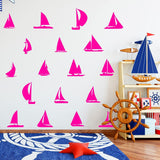 Sailboat Vinyl Wall Decals - Pack of Vinyl Stickers VWAQ - 18 PCS