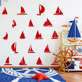 Sailboat Vinyl Wall Decals - Pack of Vinyl Stickers VWAQ - 18 PCS