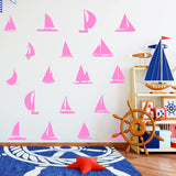 Sailboat Vinyl Wall Decals - Pack of Vinyl Stickers VWAQ - 18 PCS