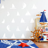 Sailboat Vinyl Wall Decals - Pack of Vinyl Stickers VWAQ - 18 PCS