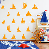 Sailboat Vinyl Wall Decals - Pack of Vinyl Stickers VWAQ - 18 PCS