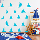 Sailboat Vinyl Wall Decals - Pack of Vinyl Stickers VWAQ - 18 PCS