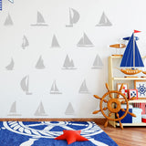 Sailboat Vinyl Wall Decals - Pack of Vinyl Stickers VWAQ - 18 PCS