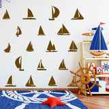 Sailboat Vinyl Wall Decals - Pack of Vinyl Stickers VWAQ - 18 PCS