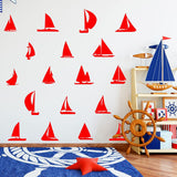 Sailboat Vinyl Wall Decals - Pack of Vinyl Stickers VWAQ - 18 PCS