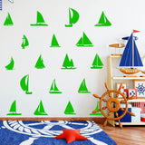 Sailboat Vinyl Wall Decals - Pack of Vinyl Stickers VWAQ - 18 PCS