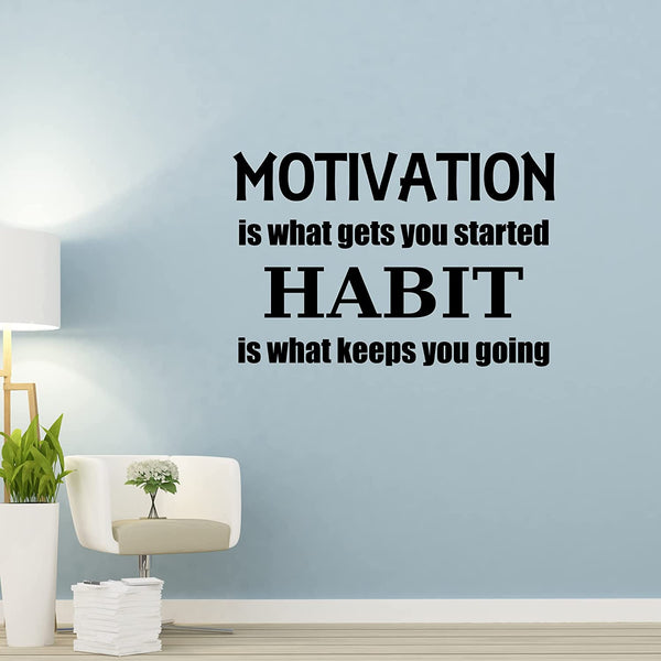 Motivation is What Gets You Started Habit is What Keeps You Going Inspirational Wall Decal VWAQ