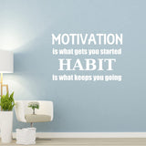 Motivation is What Gets You Started Habit is What Keeps You Going Inspirational Wall Decal VWAQ