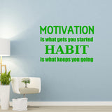 Motivation is What Gets You Started Habit is What Keeps You Going Inspirational Wall Decal VWAQ