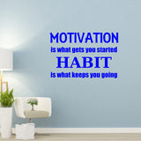 Motivation is What Gets You Started Habit is What Keeps You Going Inspirational Wall Decal VWAQ
