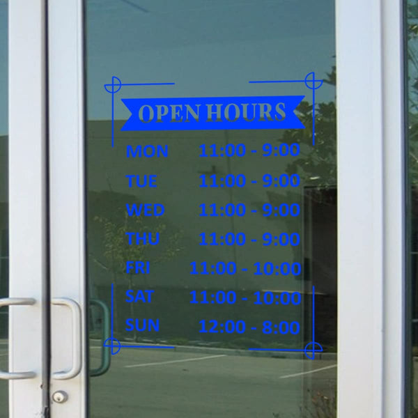 VWAQ Hours of Operation Window Decal Custom Business Sign Vinyl Lettering - CVD10