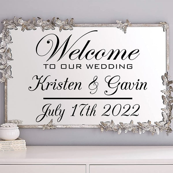 VWAQ Personalized Wedding Vinyl Decal - Custom Gift for Wedding Signs - CS96