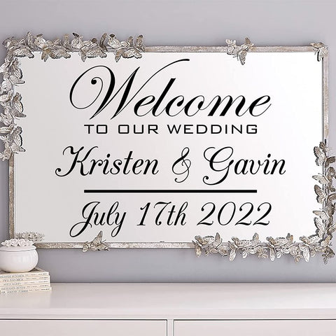 VWAQ Personalized Wedding Vinyl Decal - Custom Gift for Wedding Signs - CS96