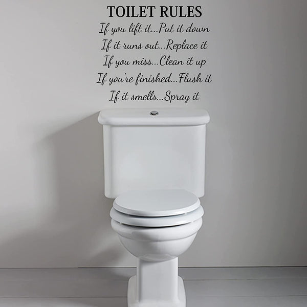 VWAQ Toilet Rules Vinyl Wall Decor Bathroom Sticker Restroom Vinyl Decal