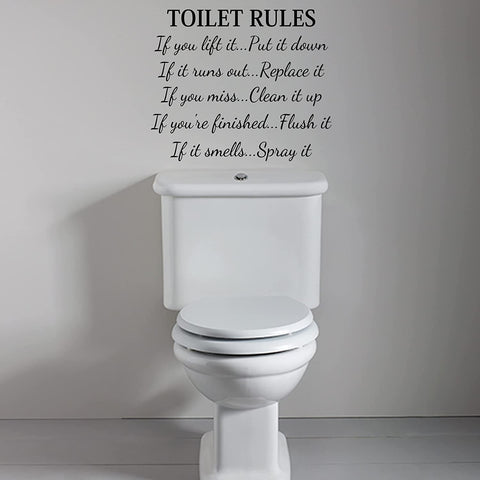 VWAQ Toilet Rules Vinyl Wall Decor Bathroom Sticker Restroom Vinyl Decal