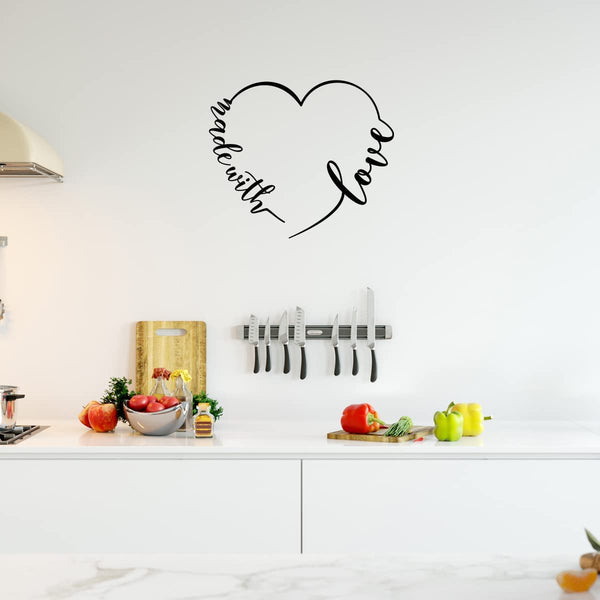 VWAQ Made with Love Vinyl Wall Decal Family Quote Home Decor Wall Sticker