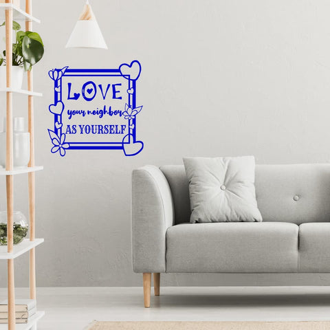 VWAQ Love Your Neighbor As Yourself Wall Art Decal Christian Quotes Decor - V2