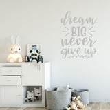 VWAQ Dream Big Never Give Up Inspirational Wall Decal Motivational Quote