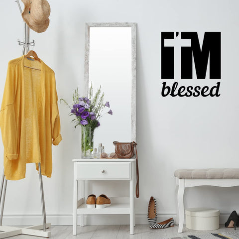 VWAQ I'm Blessed Wall Decal Inspirational Christian Quote Motivational Uplifing Wall Sticker