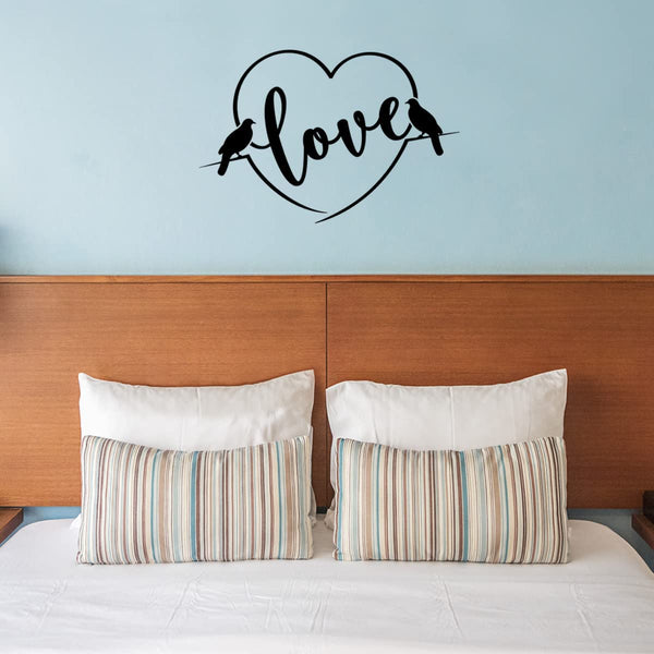 VWAQ Love Birds Vinyl Wall Decal Marriage Quote Heart of The Home Family Wall Decor Sticker