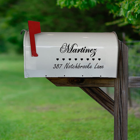 VWAQ-CMB37 Mailbox Numbers Street Address Vinyl Decal Set of 2 - Insert Family Name & Address Customized Mailbox Stickers