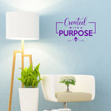 VWAQ Created with A Purpose Inspirational Wall Decal Religious Home Decor