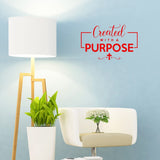 VWAQ Created with A Purpose Inspirational Wall Decal Religious Home Decor
