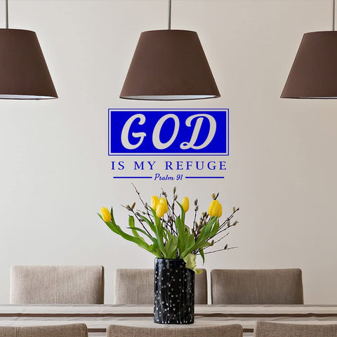 God is My Refuge Inspirational Wall Decal Religious Home Decor VWAQ