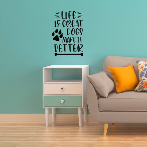 VWAQ Life is Great, Dogs Make It Better Pet Wall Art Animal Home Decor