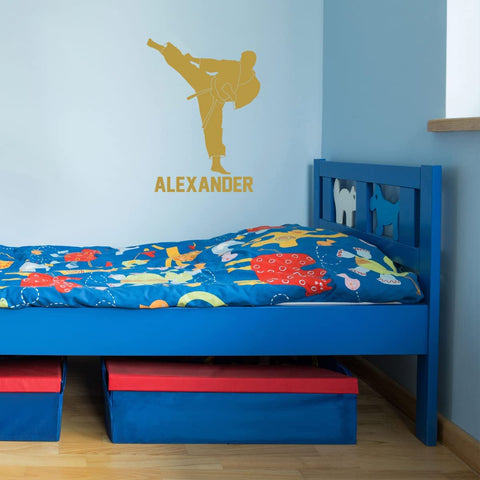 VWAQ Personalized Boys Karate Wall Decal Customized Kids Room Decor - CS100
