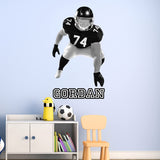 VWAQ Personalized Lineman Wall Decal - Custom Name Football Player Wall Sticker - HOL65