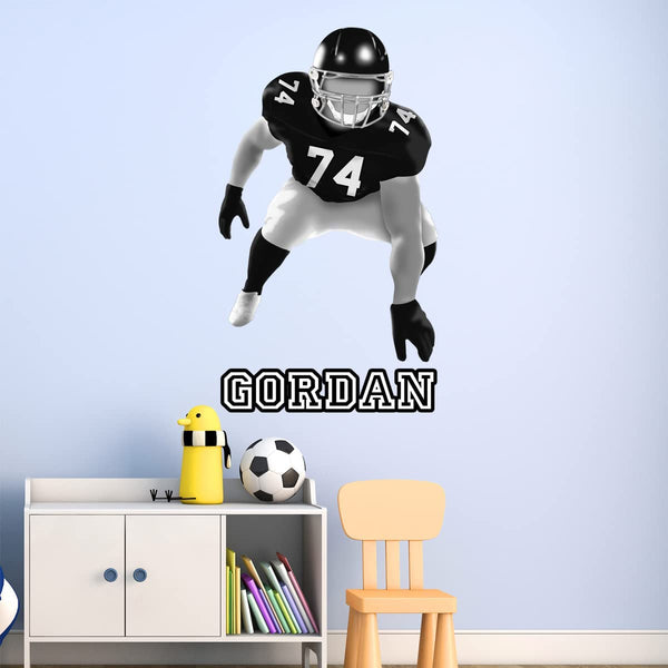 VWAQ Personalized Lineman Wall Decal - Custom Name Football Player Wall Sticker - HOL65