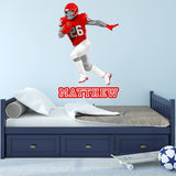 Custom Football Player Wall Decal - Personalized Name Sports Sticker Wall Decor VWAQ - HOL63