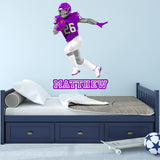 Custom Football Player Wall Decal - Personalized Name Sports Sticker Wall Decor VWAQ - HOL63