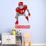 Right Hand Football Player Lineman with Custom Name VWAQ - HOL65R