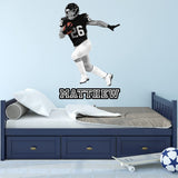 VWAQ Custom Football Player Wall Decal - Personalized Name Sports Sticker Wall Decor - HOL63