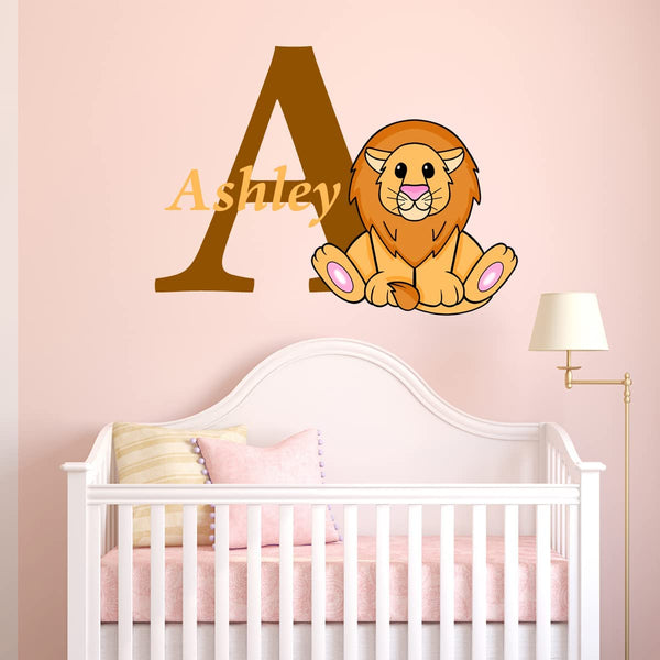 Custom Name Lion Wall Decal Kids Room Personalized Name Monogram Decal Letter and Name Decor - CM11