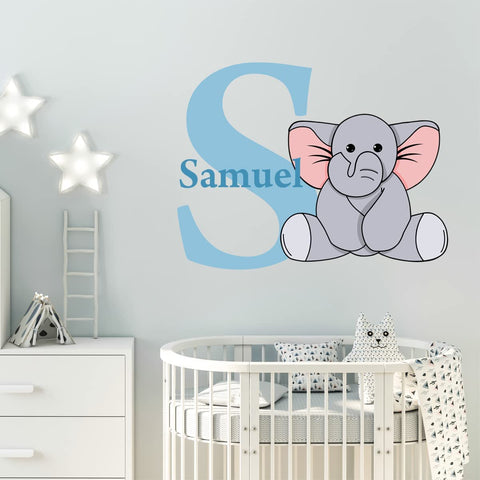 Custom Name Elephant Wall Decal Kids Room Personalized Name Monogram Decal Letter and Name Decor - CM13