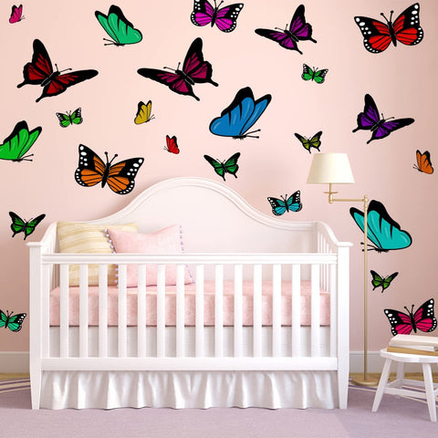 VWAQ Butterfly Wall Decals Kids Room Wall Stickers Peel and Stick - 24 PCS - PAS52