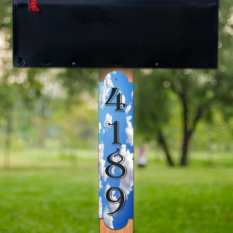 VWAQ Personalized Address Numbers Reflective Aluminum Plaque Clouds Sign for Mailbox Post - AS1S6