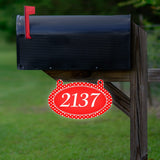 VWAQ Custom Address Aluminum Sign Polka Dots for Mailbox - Double Sided Reflective Hanging Personalized House Numbers Plaque - AS2S10