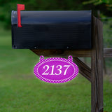 VWAQ Custom Address Aluminum Sign Polka Dots for Mailbox - Double Sided Reflective Hanging Personalized House Numbers Plaque - AS2S10