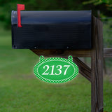 VWAQ Custom Address Aluminum Sign Polka Dots for Mailbox - Double Sided Reflective Hanging Personalized House Numbers Plaque - AS2S10