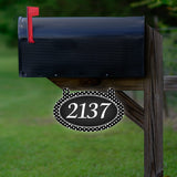 VWAQ Custom Address Aluminum Sign Polka Dots for Mailbox - Double Sided Reflective Hanging Personalized House Numbers Plaque - AS2S10
