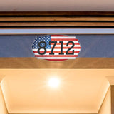 VWAQ Custom American Flag House Number Sign Patriotic Address Plaque - Single Sided and Reflective Pre-Drilled Holes - AS3S3 Horizontal